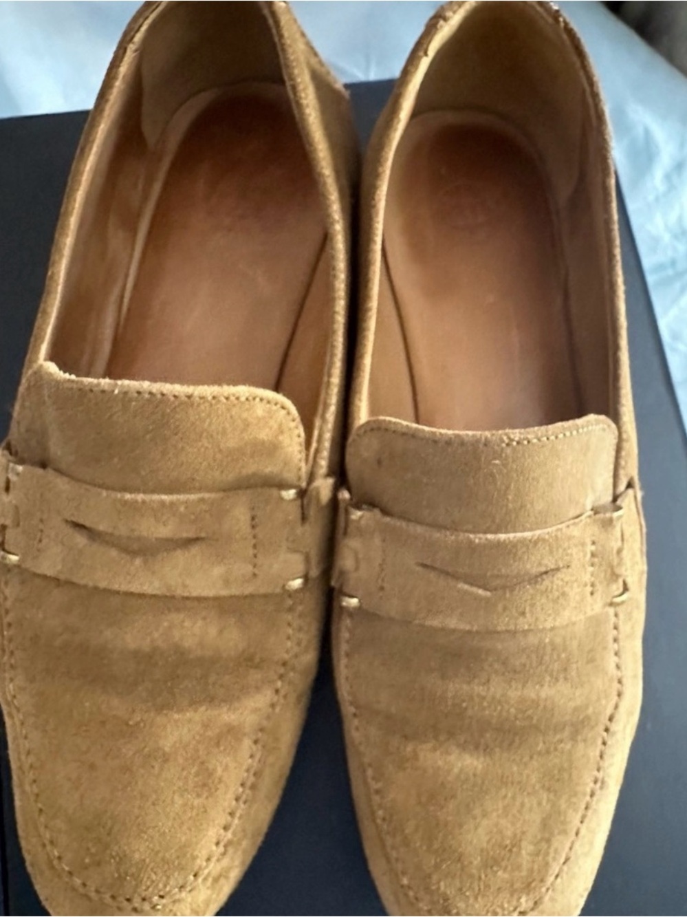 Massimo Dutti Women's Suede Loafers in Camel Brown Size 5